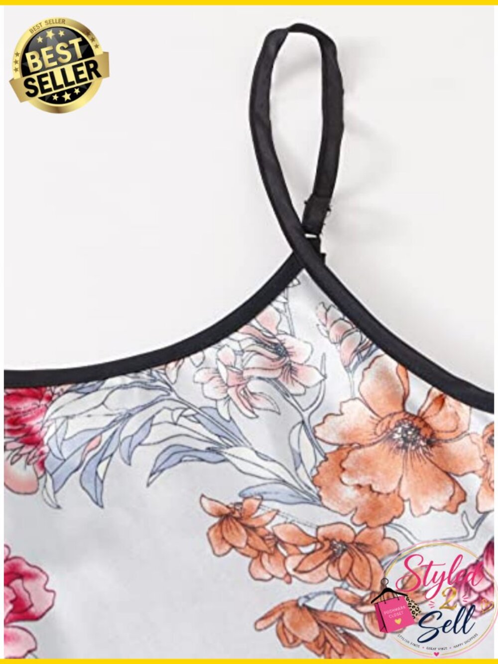 Women's Silk Satin 4-Piece Pajama Set Spaghetti Strap Cami Loungewear - Picture 2 of 5